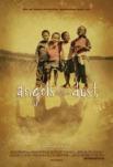 Four children walking together with text Angels in the Dust on a sepia-toned background.