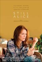 Woman sitting in a chair with Still Alice text above her.