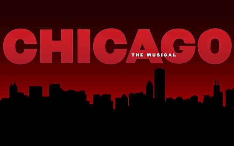 Chicago skyline silhouette with red background and CHICAGO in bold letters.