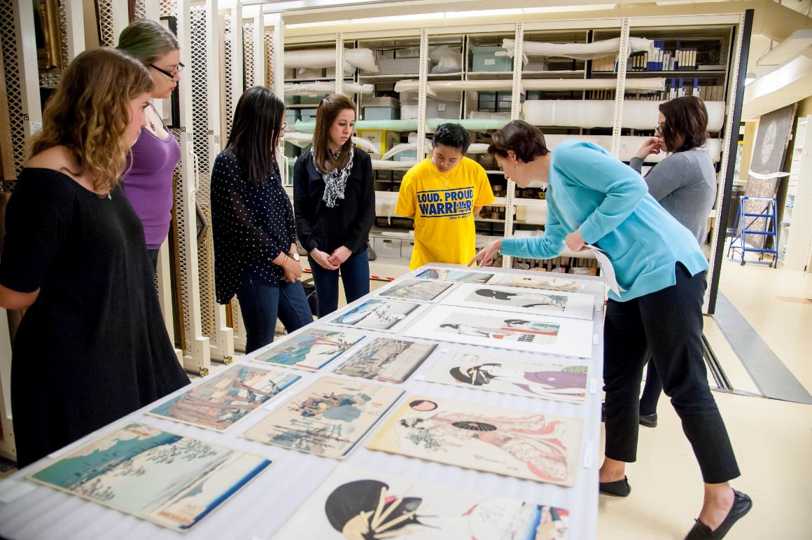 Art History students visiting collections with Prof. Karen Fraser.