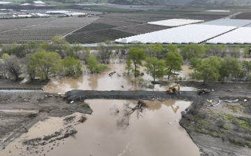 Aerial view of Pajaro Levee 2023 after flooding. Photo by CA Department of Water Resources.