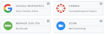 SCU Login screenshot showing login options for Google, Canvas, SCU Portal, and Zoom.
