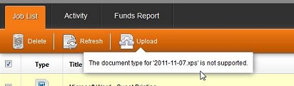 Print Center error message: File format (BMP) is not supported.