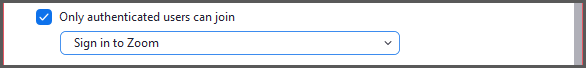 Authentication - Zoom user login screen.
