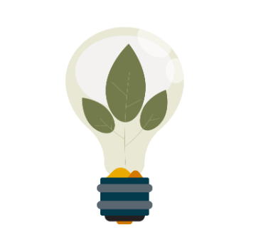Illustration of a lightbulb with leaves inside.