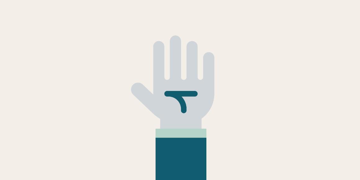 An icon of a hand being raised 