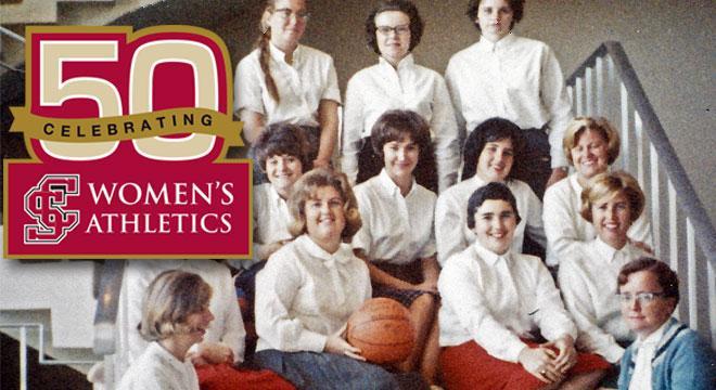 Group of women celebrating 50 years of womens athletics. -  Link to file