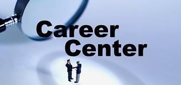 Career Center sign with a stethoscope in the background.