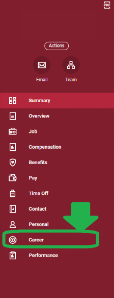 From the options listed on the left of your profile, select Career.