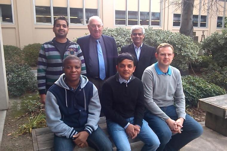 Electrical Engineerings Electron Devices Laboratory PhD students and graduates, seated, from left: Constant Bossou, S.J., Abdus Sattar, Mark Barycza; standing: Krunal Patel, Norman Gunther, John Rose Santiago, S.J.