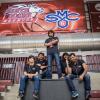 Ready for the big game against rival St. Mary's College—which Santa Clara won 71-70; go Broncos! From left: Benjamin Mullen, Yash Tamakuwala, Vishak Aprameya Shivakumar Kanakapura, Vemuluru Venkata Sri Harsha, Riktwek Swetank.